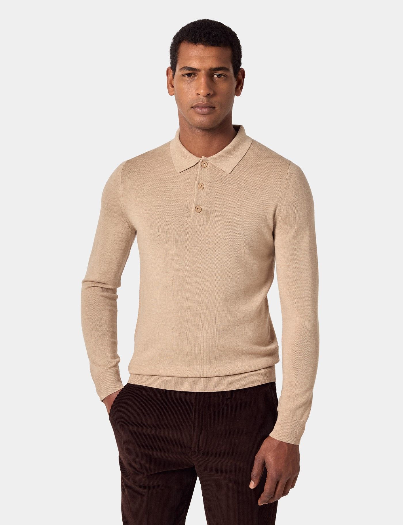 Sand Polo Sweater - Machine Washable