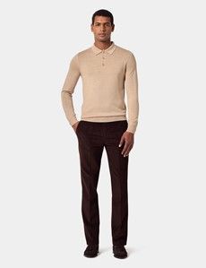 Sand Polo Jumper - Machine Washable