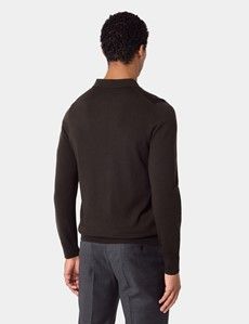 Dark Olive Polo Jumper - Machine Washable