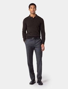 Dark Olive Polo Jumper - Machine Washable