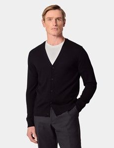 Black V-Neck Cardigan - Machine Washable