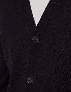 Black V-Neck Cardigan - Machine Washable