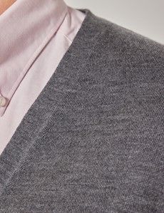Grey V-Neck Merino Cardigan - Machine Washable-preview1