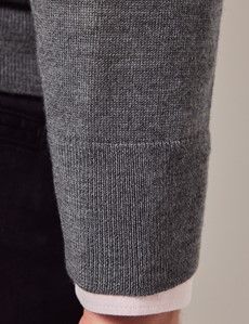 Grey V-Neck Merino Cardigan - Machine Washable-preview5