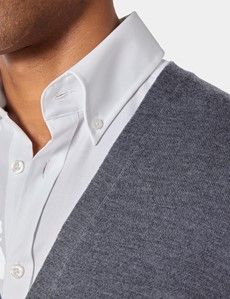 Grey V-Neck Cardigan - Machine Washable-preview1