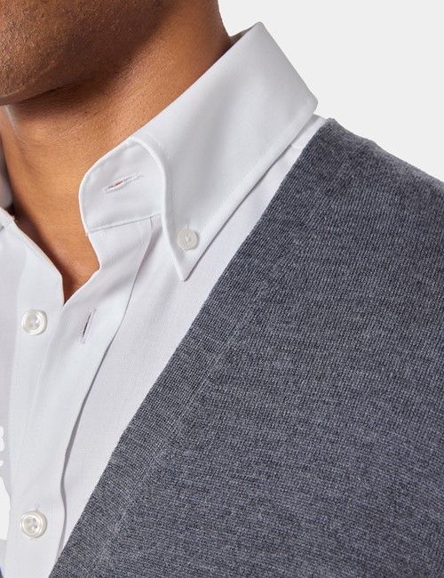 Grey V-Neck Cardigan - Machine Washable-preview