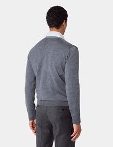 Grey V-Neck Cardigan - Machine Washable-preview2