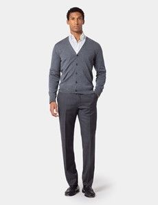 Grey V-Neck Cardigan - Machine Washable-preview3