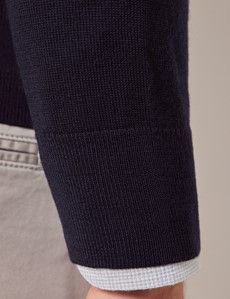 Navy V-Neck Merino Cardigan - Machine Washable-preview5