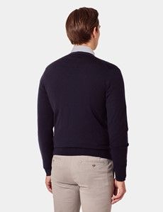 Navy V-Neck Cardigan - Machine Washable-preview3