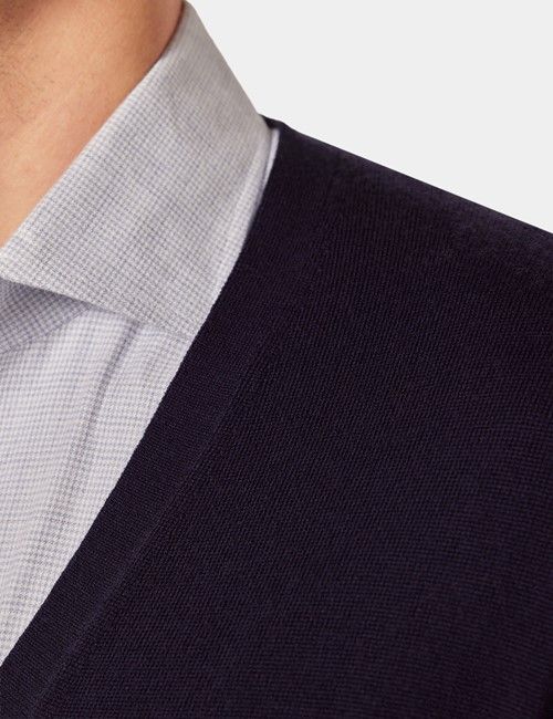 Navy V-Neck Cardigan - Machine Washable-preview