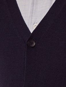 Navy V-Neck Cardigan - Machine Washable-preview2