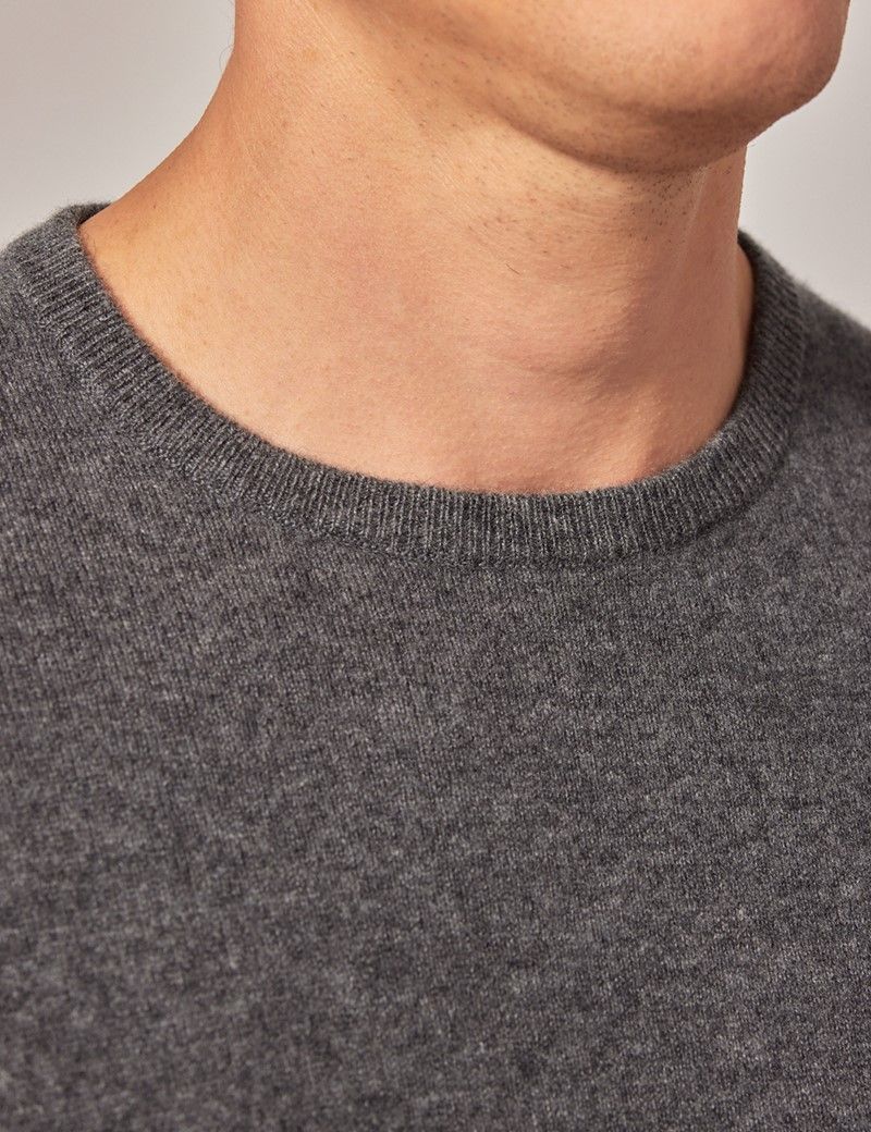 Hawes Curtis Charcoal Cashmere Crew Neck Sweater