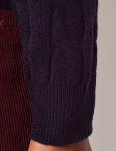 Navy Pure Lambswool Roll Neck Sweater-preview3