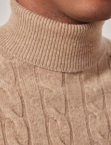 Neutral Pure Lambswool Roll Neck Sweater-preview1