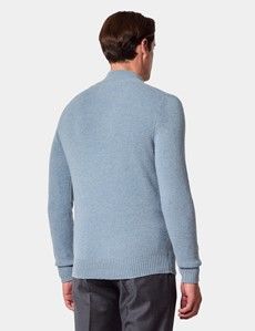 Blue Button Neck Jumper