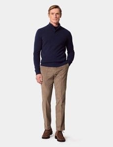 Navy Button Neck Jumper