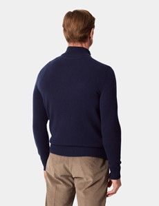 Navy Button Neck Jumper