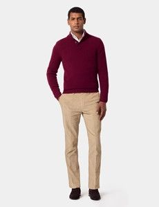 Burgundy Button Neck Jumper