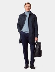 Blue Cable Knit Roll Neck Jumper