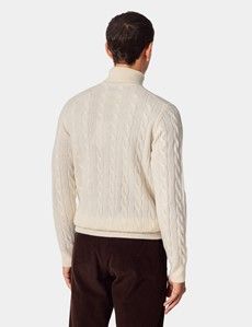 Cream Cable Knit Roll Neck Jumper