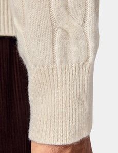Cream Cable Knit Roll Neck Jumper