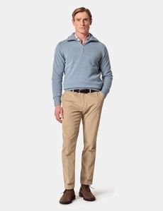 Blue Flat Lay Zip Neck Jumper