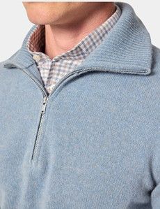Blue Flat Lay Zip Neck Jumper
