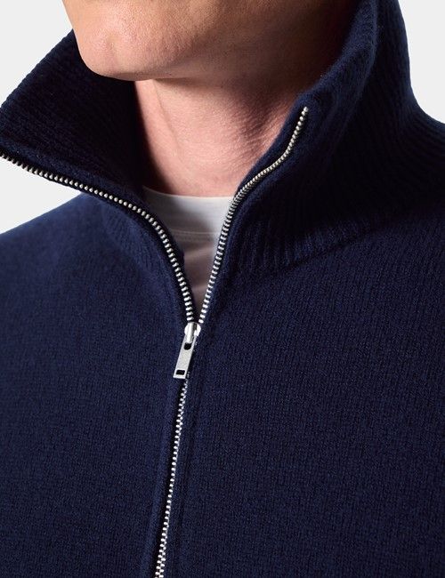 Fitted Slim Navy & White Check Non-Iron Shirt