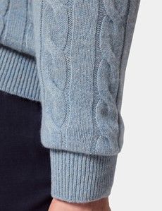 Blue Cable Knit Half Zip Jumper