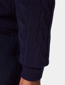 Navy Cable Knit Half Zip Jumper