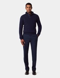 Navy Cable Knit Half Zip Jumper