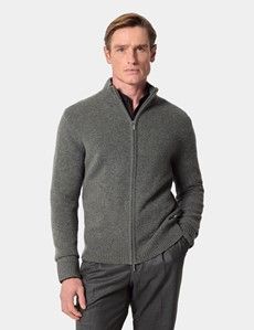 Forest Green Zip Through Jumper