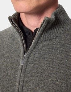 Forest Green Zip Through Jumper