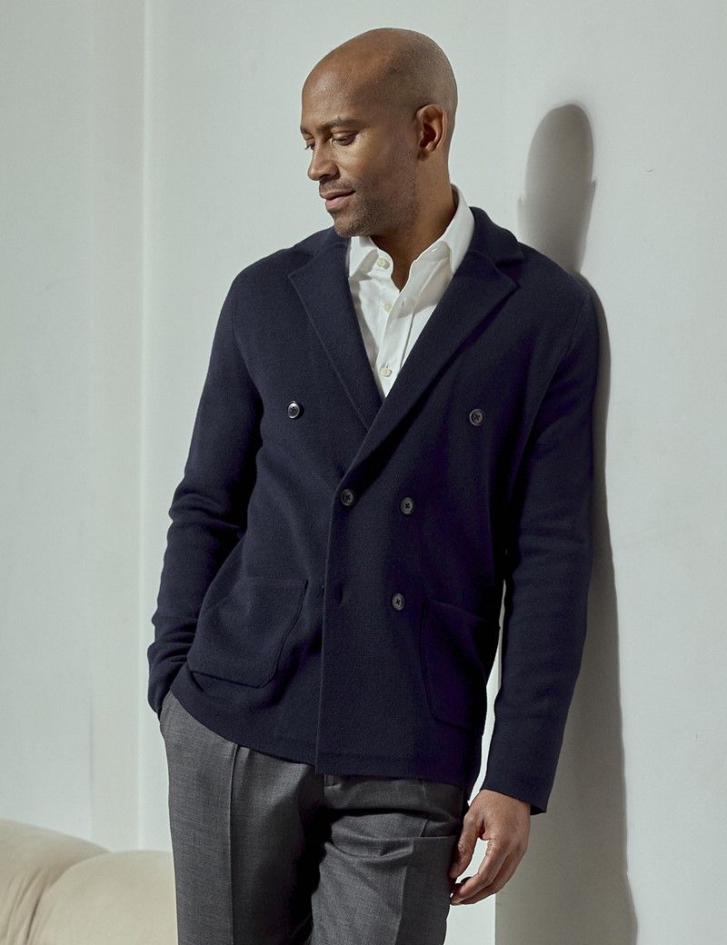 Navy Knitted Blazer