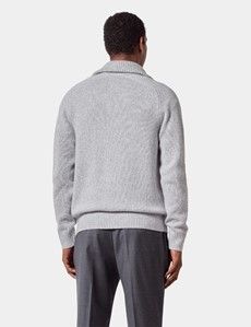 Light Grey Flat Lay Zip Neck Jumper