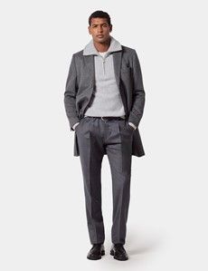 Light Grey Flat Lay Zip Neck Jumper