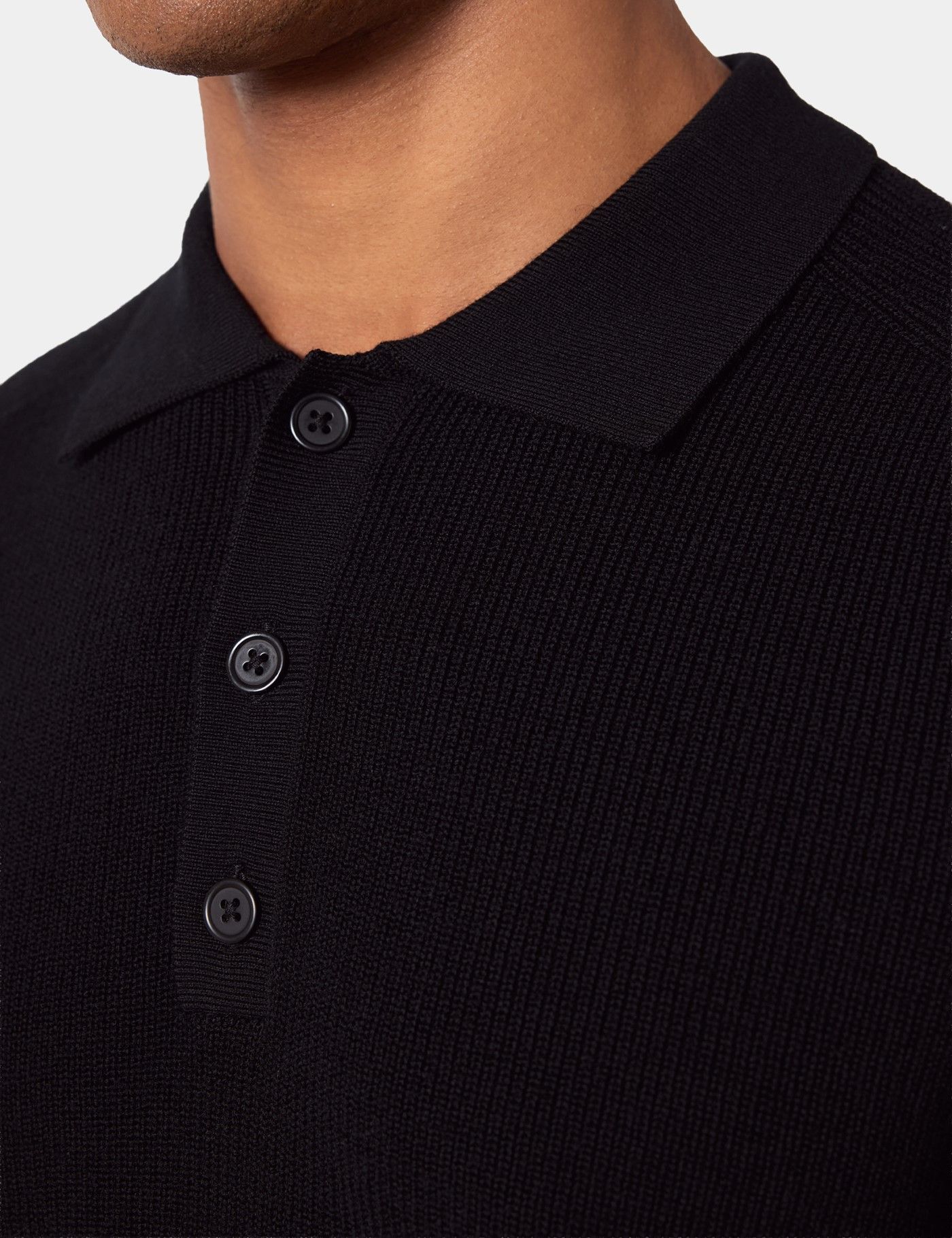 Black Knitted Polo Jumper - Machine Washable-preview