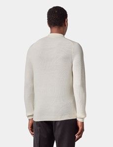 Cream Knitted Polo Jumper - Machine Washable