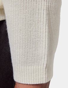 Cream Knitted Polo Jumper - Machine Washable