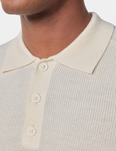 Cream Knitted Polo Jumper - Machine Washable