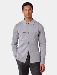 Light Grey Knitted Overshirt - Machine Washable