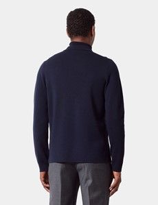 Navy Knitted Overshirt - Machine Washable