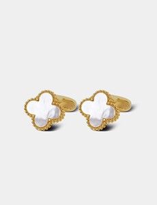Gold Flower Cufflinks - Mother of Pearl Detail