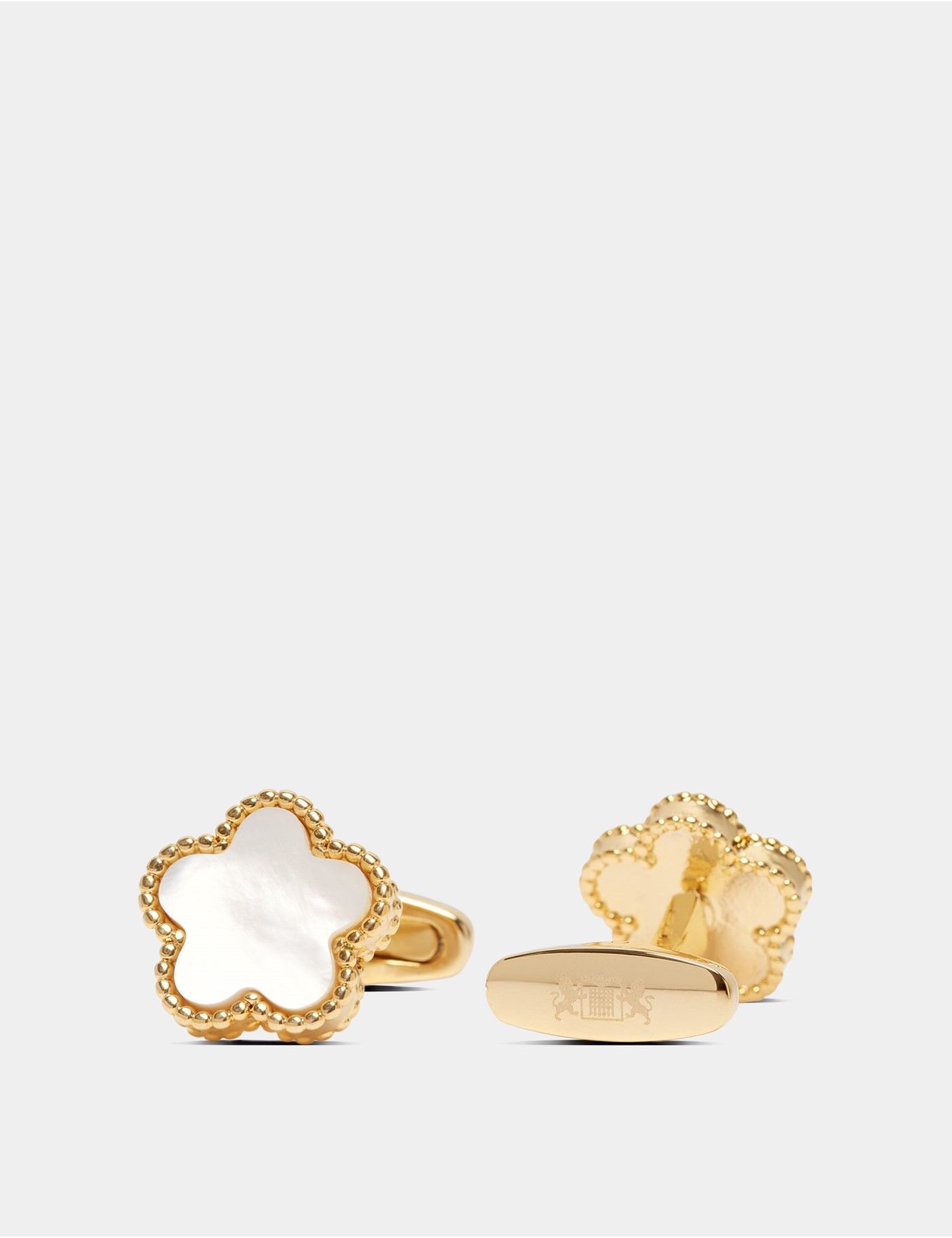 White & Gold Flower Cufflinks-preview