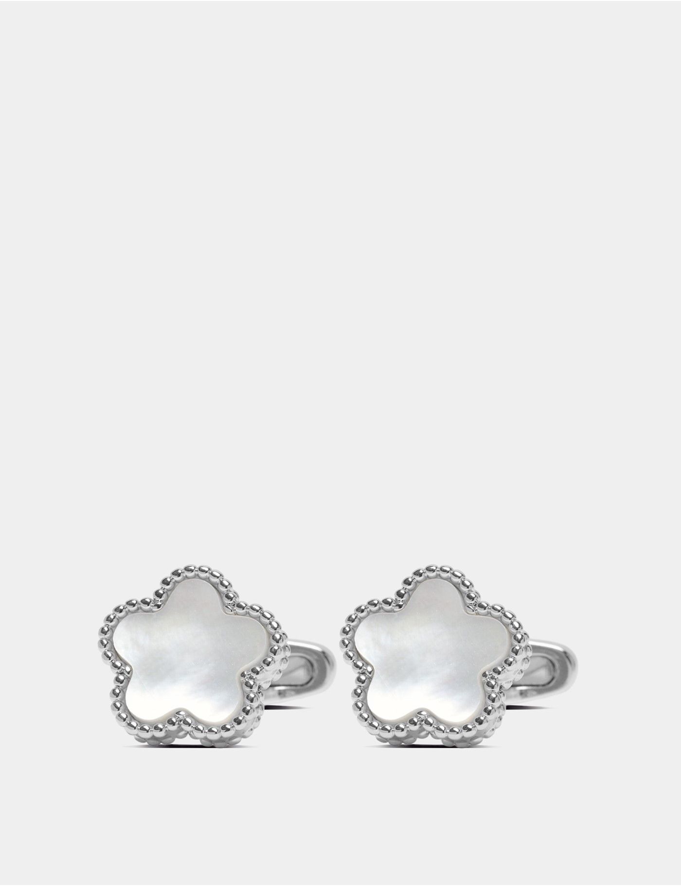 White & Silver Flower Cufflinks