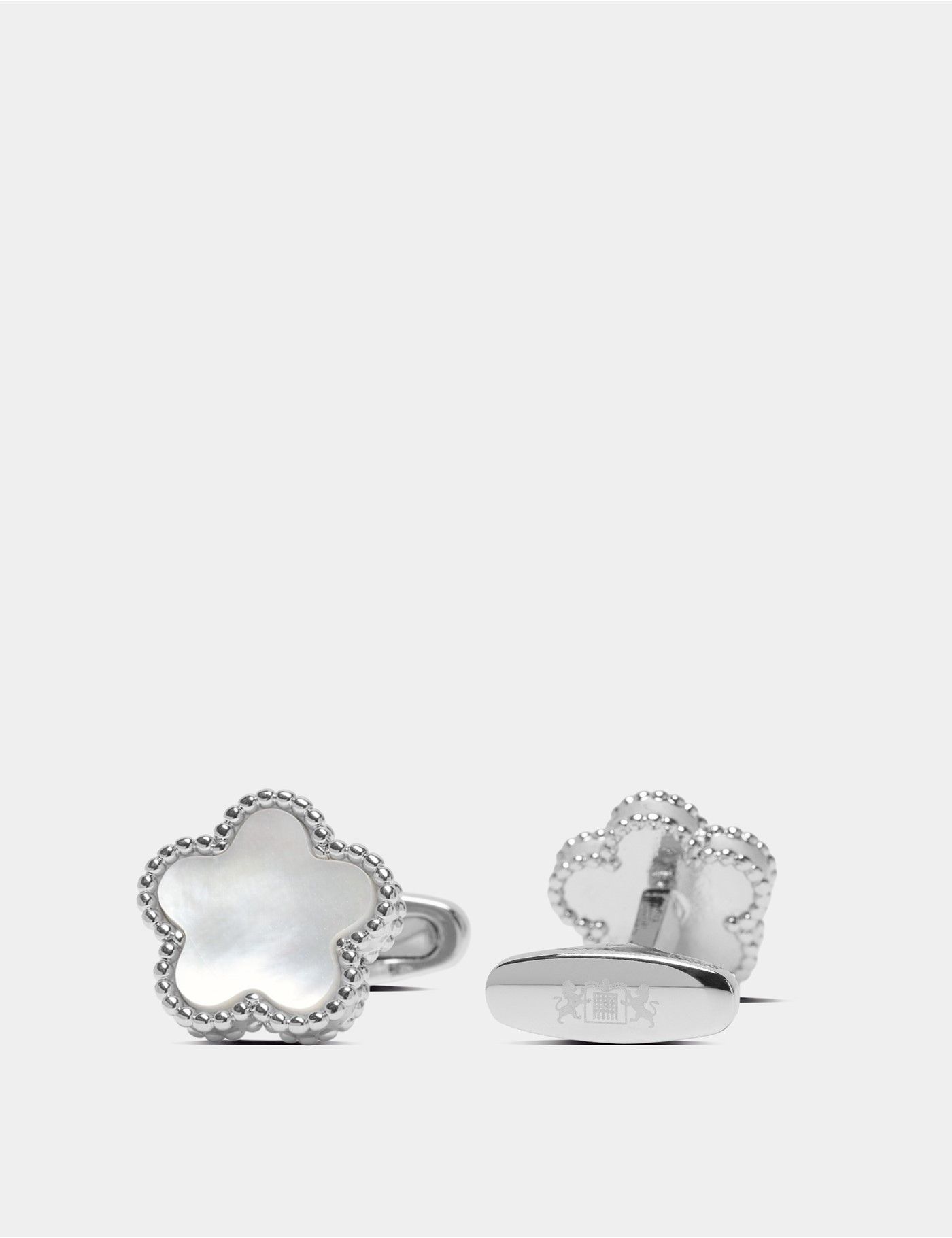 White & Silver Flower Cufflinks-preview