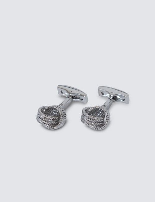 Ladies Silver Beaded Knot Cufflink