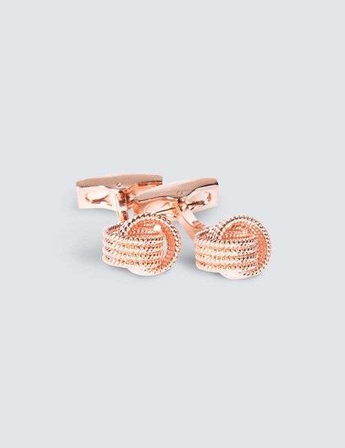 Women's Rose Gold Beaded Knot Cufflink