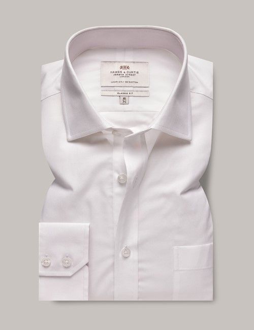 White Poplin Classic Shirt - Contrast Detail & Breast Pocket-preview